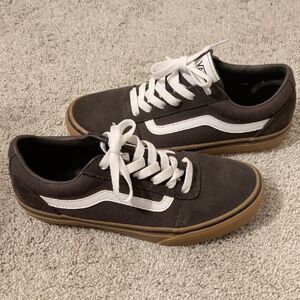 Vans Boy's Brown and White Sneakers with Tan Sole